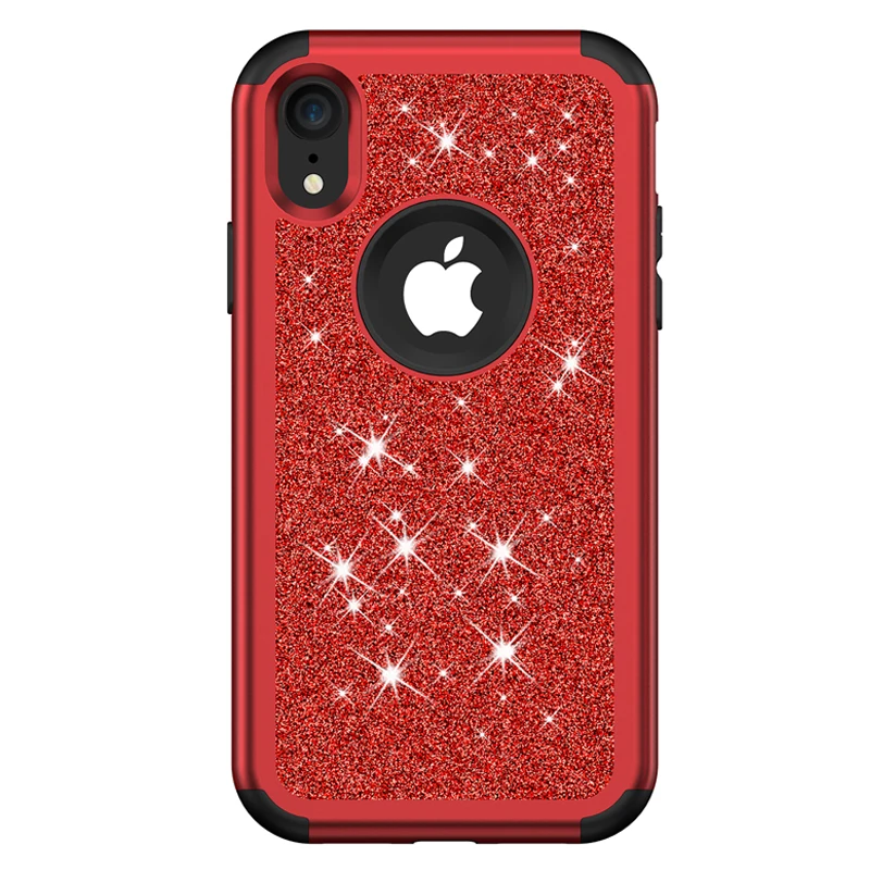Red Black Противоударный защитный чехол для iPhone 8 Plus XR Xs Max X 6 7 Plus, роскошный блестящий чехол, мягкий силиконовый гибридный защитный чехол из поликарбоната - Цвет: Red Black