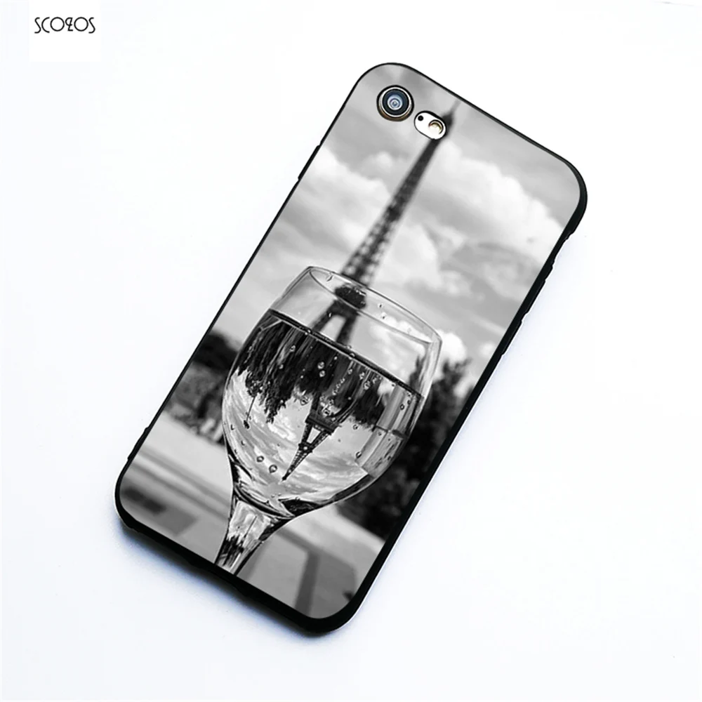 Чехол для телефона SCOZOS On Wine Glass in Paris, мягкий, для Iphone X 5 5S Se 6 6S 7 8 Plus #ta632.