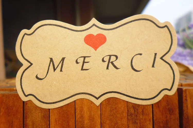 80 шт. большой размер Merci крафт Печать стикер с сердцем дизайн французский спасибо DIY Бумажная Этикетка подарок печать стикер 5,9x3,2 см
