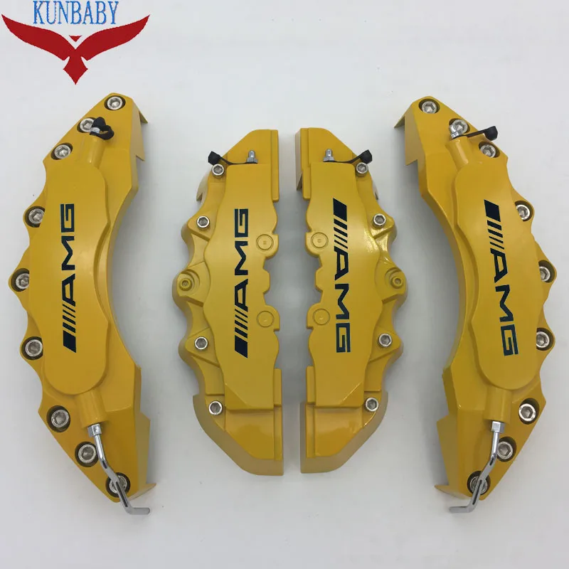 Yellow 4 шт. Высокое качество ABS пластик с бумагой черный AM G логотип дисковый тормозной суппорт Чехлы для B enz модель 7 стайлинга автомобилей - Название цвета: Yellow