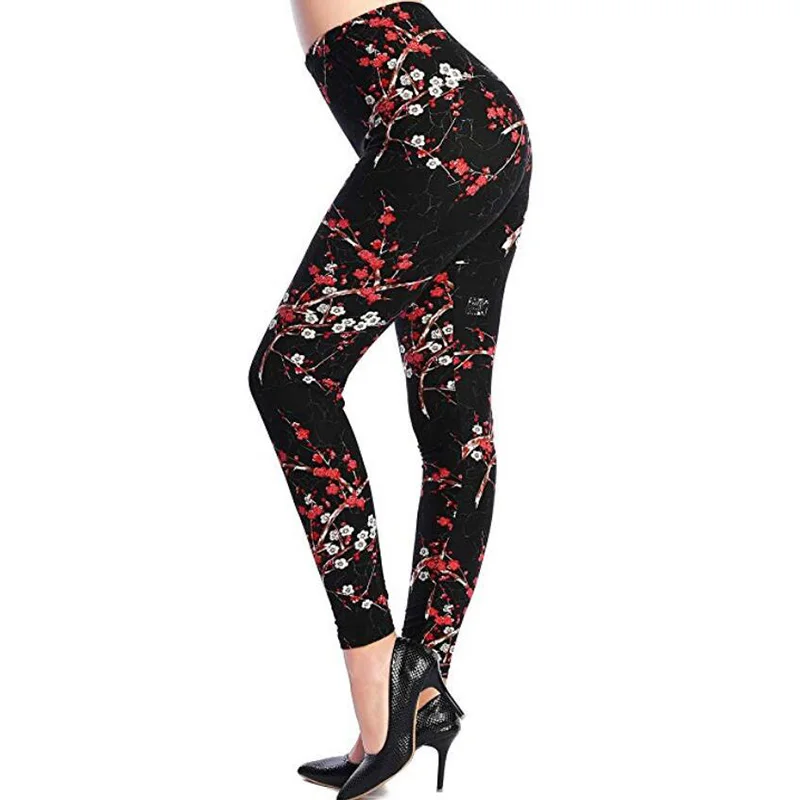Plum blossom YSDNCHI напечатанные камуфляжные леггинсы для фитнеса для женщин модные Обтягивающие Леггинсы пуш-ап эластичные тонкие спортивные штаны - Цвет: Plum blossom