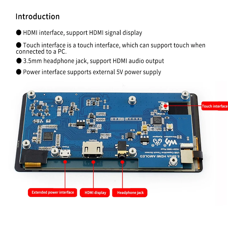 2 шт. Raspberry Pi 4 lcd AMOLED 5,5 дюйма 1080P 5 дюймов HDMI емкостный 1920*1080 сенсорный экран модуль для Raspberry Pi 3B+ 2B