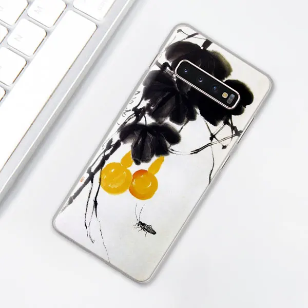001 В китайском стиле живописи тушью чехол для телефона для samsung Galaxy S10e S10 плюс S7 S8 S9 Plus Note 8 9 M10 M20 M30 жесткий чехол Coque - Цвет: 001