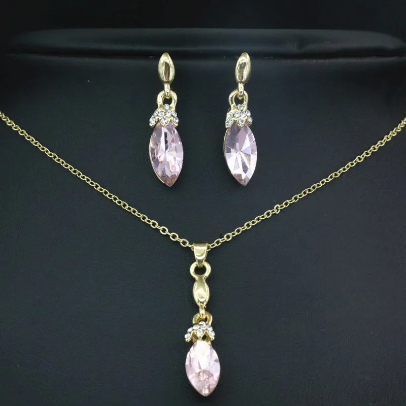 Кристалл Rhinestone Цепочки и ожерелья серьги Шарм комплект ювелирных изделий для Для