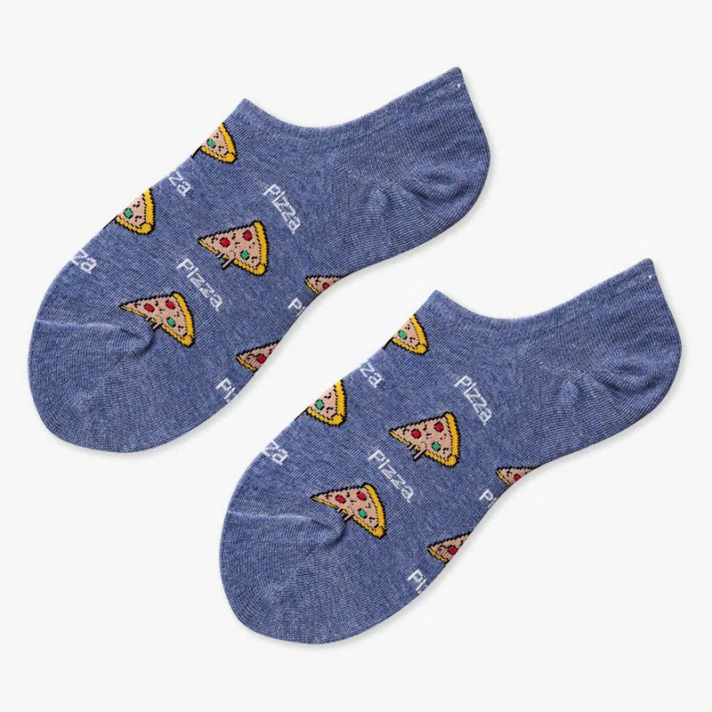 pizza 02 Пищевой гамбургер, пицца, сэндвич, французский огонь, Пончик, невидимые летние носки, лодка, не шоу, Нескользящие женские короткие низкие силиконовые носки - Цвет: pizza 02