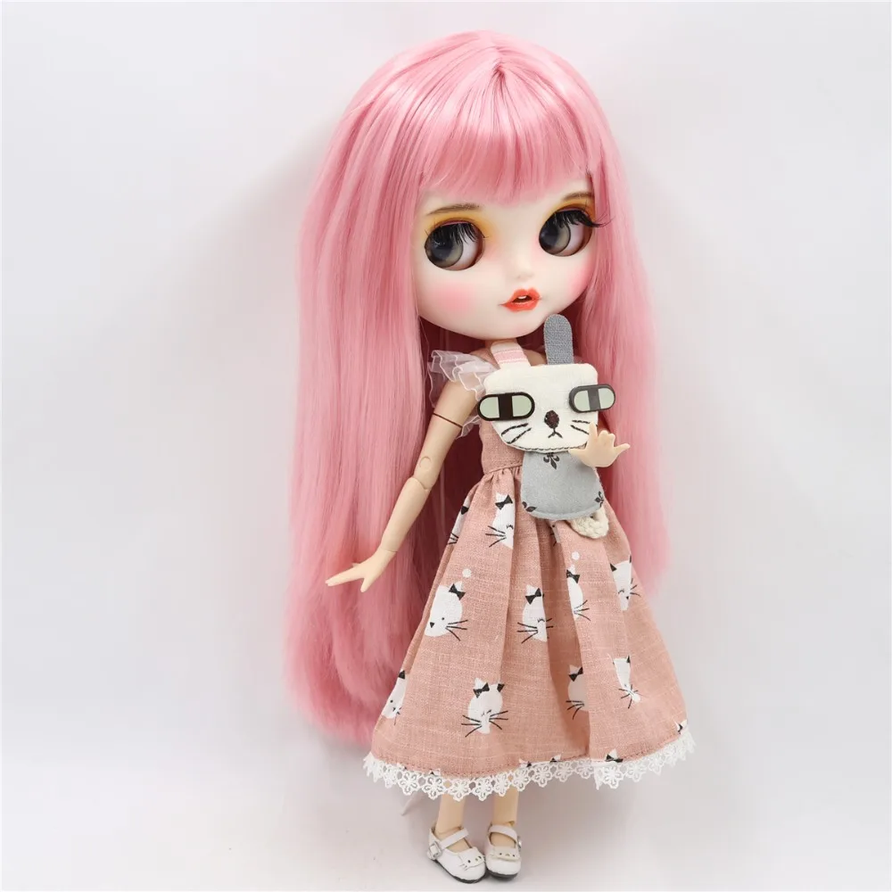 Кукла blyth шарнирная с белой кожей и прямыми розовыми волосами 30 см 1/6|Куклы| |