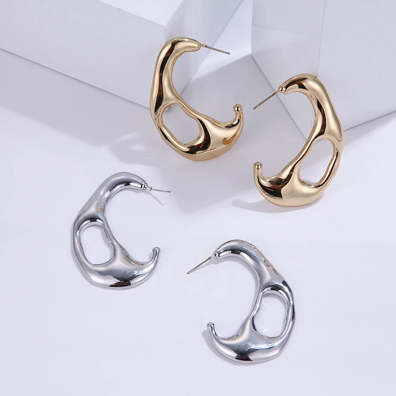 YMYW Новые популярные модные геометрические серьги гвоздики в форме Луны медные