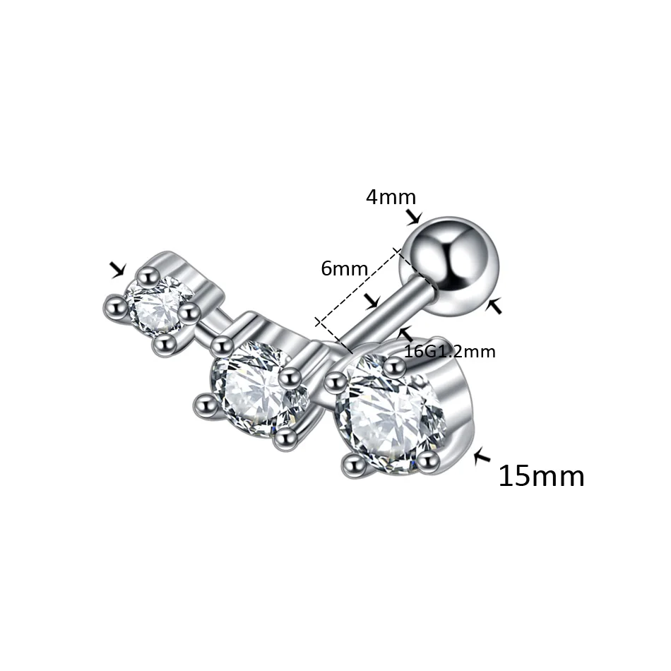 K2217 1.2x6x4mm 1Pc New Arrival Surgical Steel Tragus Earrings Cartilage Piercing Oreja Ear Stud Helix Moon Heart Earrings Piercing Sexy Jewelry - Окраска металла: K2217 1.2x6x4mm