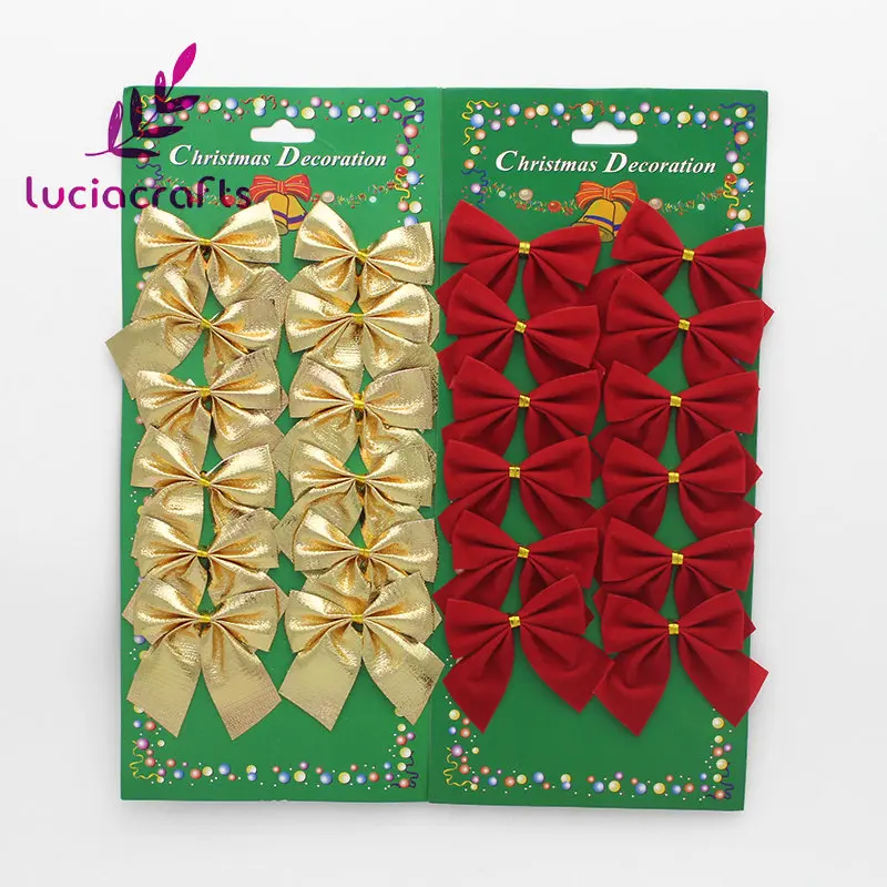 Lucia crafts, 5,5 см, Рождественский бант, украшение на елку, праздничные вечерние украшения для дома, 1 карта/партия, H0363