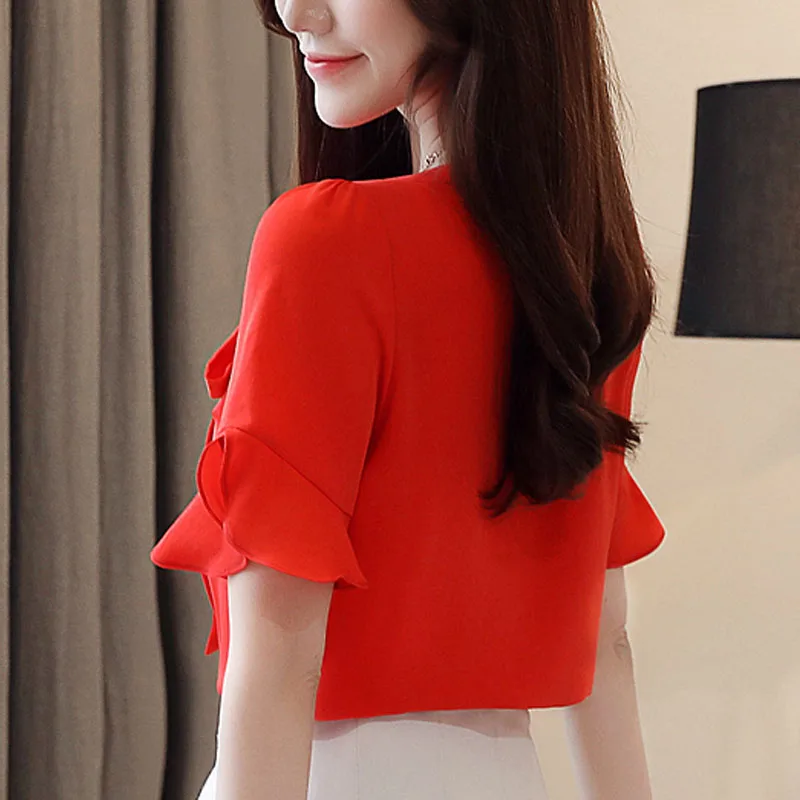 

Fashion Women Blouse And Tops 2021 Ladies Tops White Blouse Shirt Off Shoulder Top Chiffon Blouse Shirts Beading Solid 3684 50
