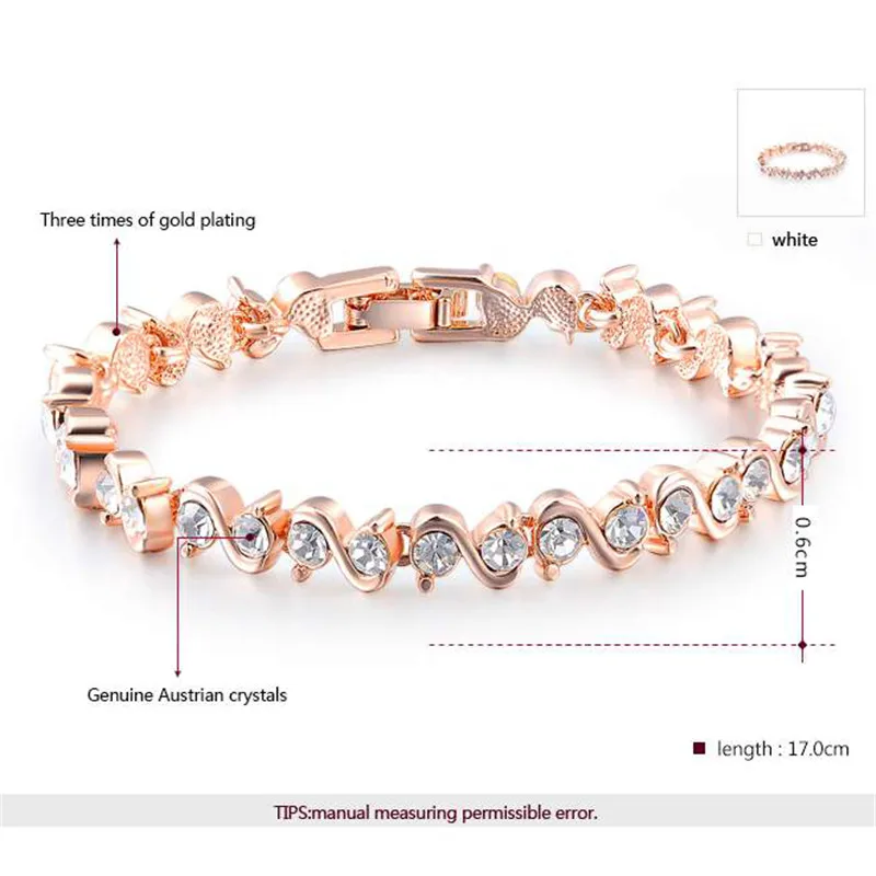 ROXI бренд romad белый/розовое золото цвет Шарм из австрийского кристалла браслеты