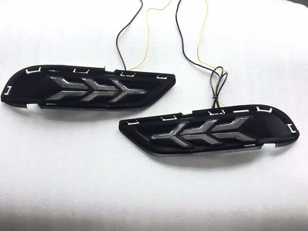 

Osmrk led drl daytime running light for Buick GL8 with yellow turn signals and blue night running light