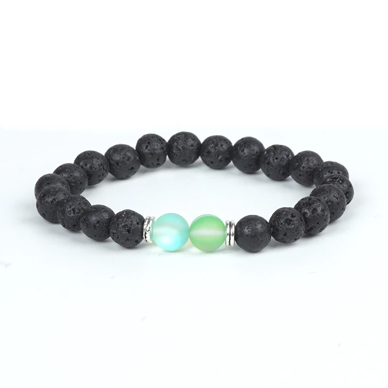 Браслеты из натурального камня матовые черные Меняющие цвет вулканической лавы