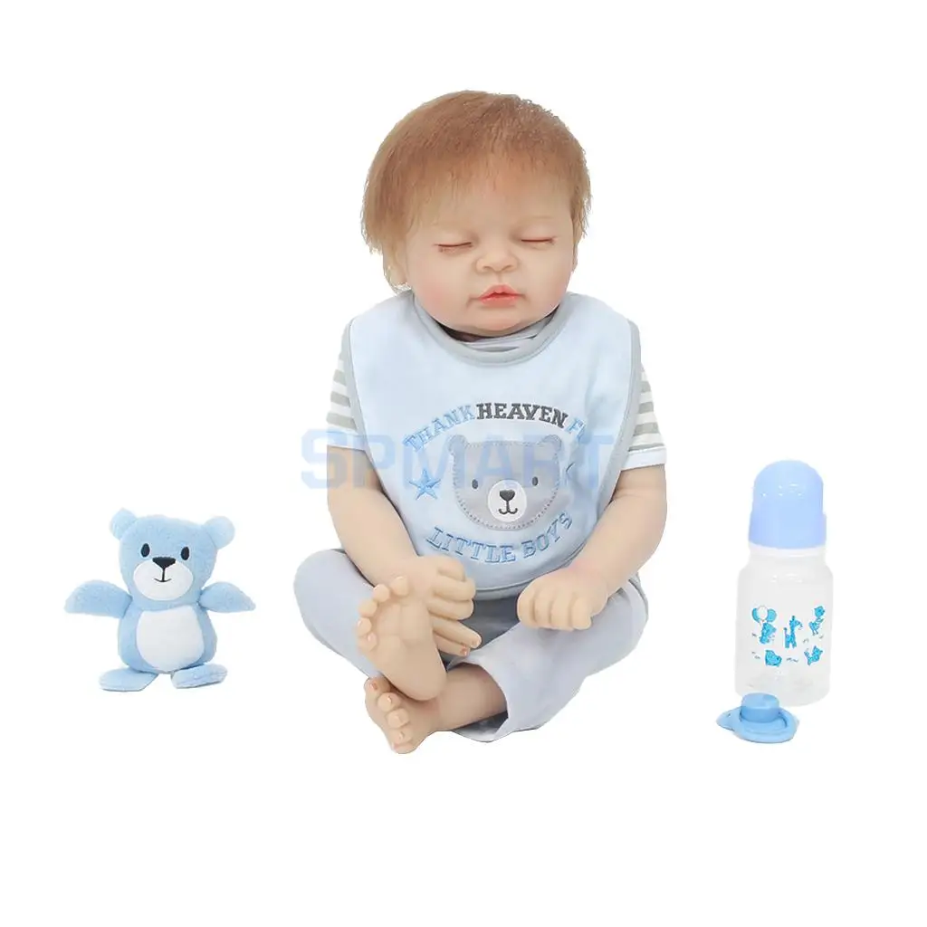 Настоящее прикосновение 22 дюймов Reborn Baby без секса кукла половина силикона Новорожденный ребенок кукла Дети Спящая игрушка сопроводительная игрушка