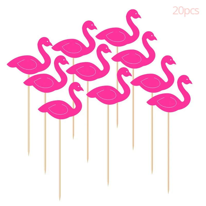 20pcs cake topper1 Фламинго Гавайские вечерние плюща свадебное украшение гирлянды набор бумажной посуды Aloha Бантинг Баннер лето для Гавайской вечеринки декор ко дню рождения - Цвет: 20pcs cake topper1