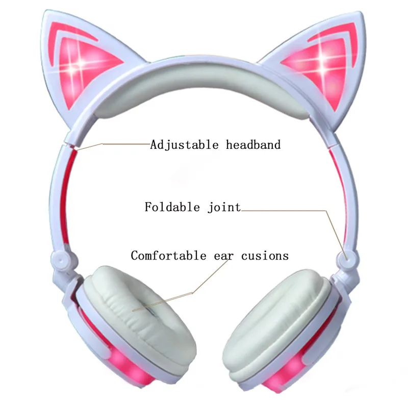 LIMSON Проводные Детские Наушники Cat Ear Headset Складные Стерео Наушники Светодиодный Мигает 3,5 мм штекер для мобильного телефона для компьютера CR01P
