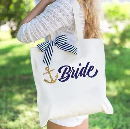 Изготовленные на заказ блестящие сумки тоут с якорем для подружки невесты и