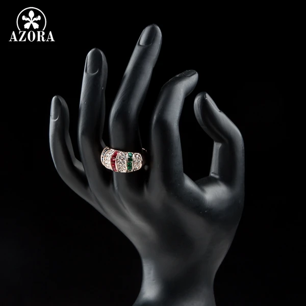 AZORA стильное Новое дизайнерское розовое Золотое кольцо на палец TR0100|finger ring|designer