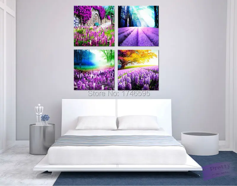 4 шт. домашний декор Настенная картина для гостиной спальни с принтом лаванды