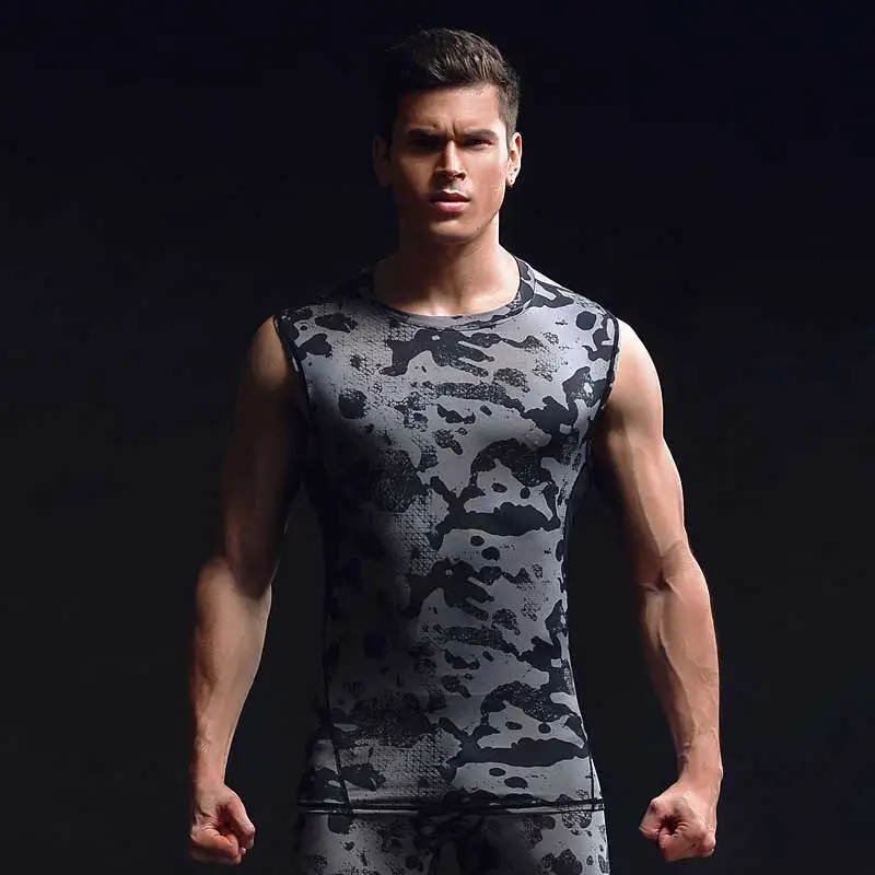 Мужская быстросохнущая майка для тренажерного зала компрессионная футболка топ