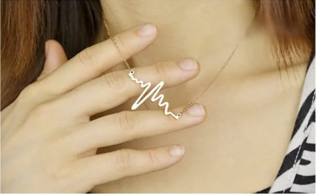 Nova moda jóias imitação 18K Colar Maxi colar banhado a ouro ECG coração clavícula Choker Pendant|heart necklace|pendant necklacevintage
