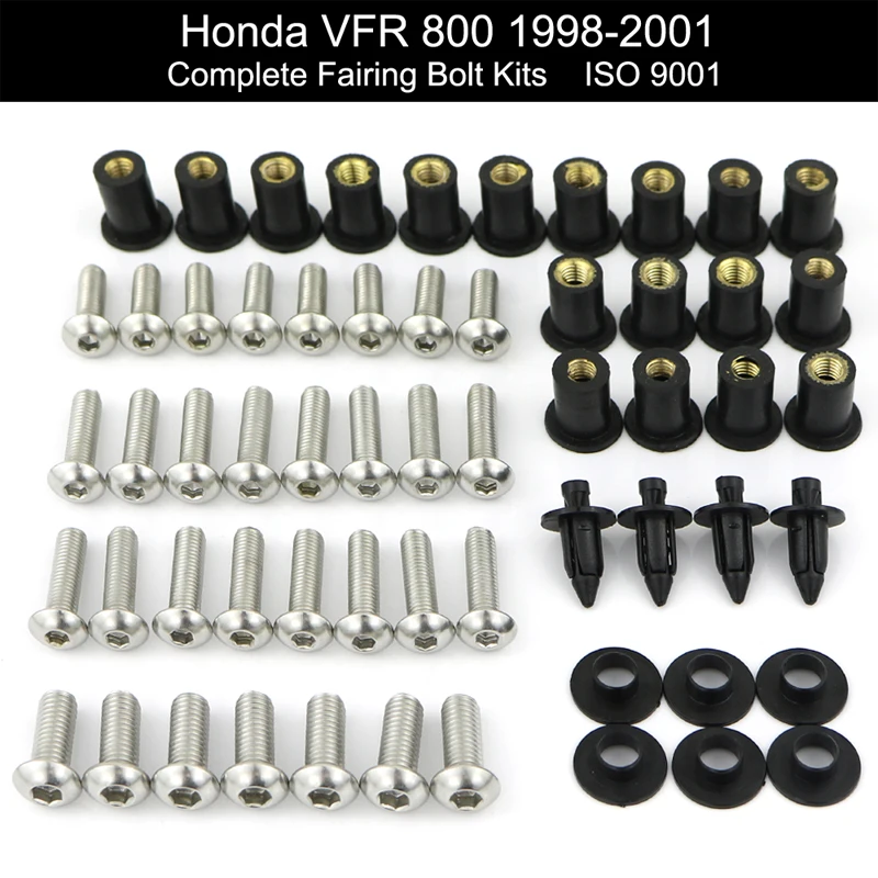 Полный комплект обтекателей для мотоцикла Honda VFR800 1998 2001 болты из нержавеющей
