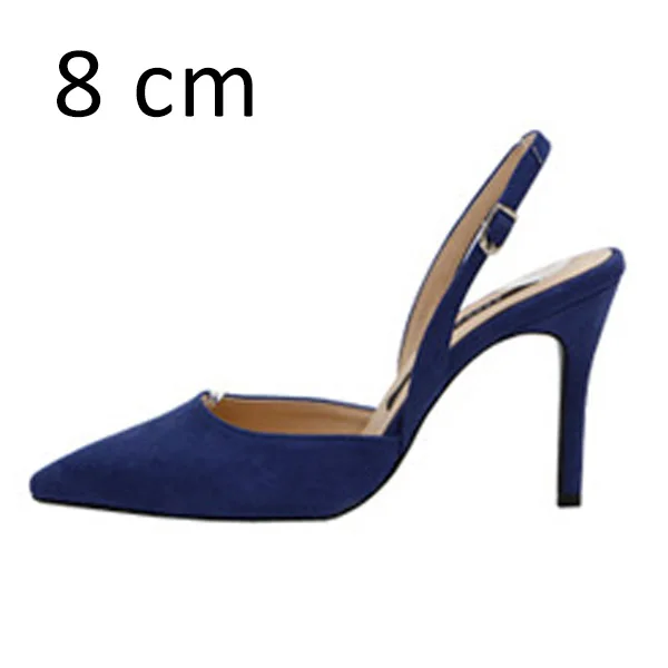 Navy Pumps 8cm Для женщин женские туфли-лодочки; пикантные летние туфли на высоком каблуке; Фирменные женские туфли на выход с ремешком на пятке, острый носок Туфли с ремешком и пряжкой модельные туфли для женщин размера плюс - Цвет: Navy Pumps 8cm