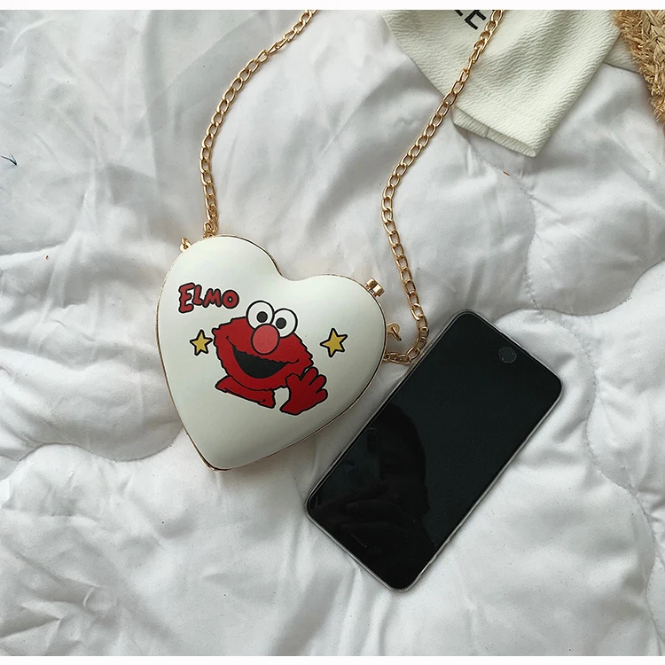 Kawaii, женские сумки на плечо с мультяшным принтом в форме сердца, милые женские сумки с ручками, женская сумка через плечо на цепочке, женская сумка в виде ракушки