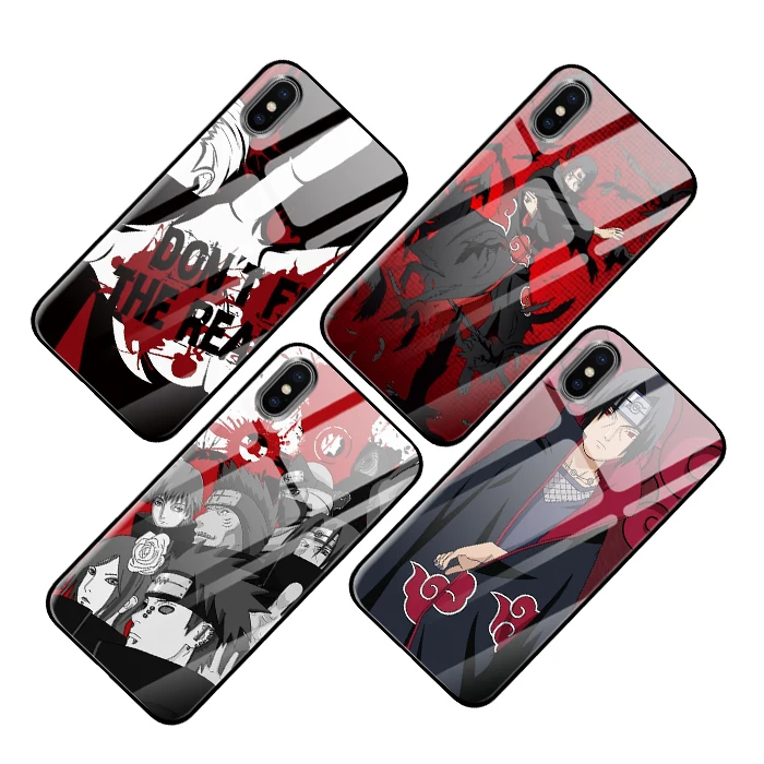 Аниме Наруто Акацуки Coque закаленное стекло телефонные чехлы крышка для Apple iPhone 5 5S SE 6 6s 7 8 Plus X XS Max XR