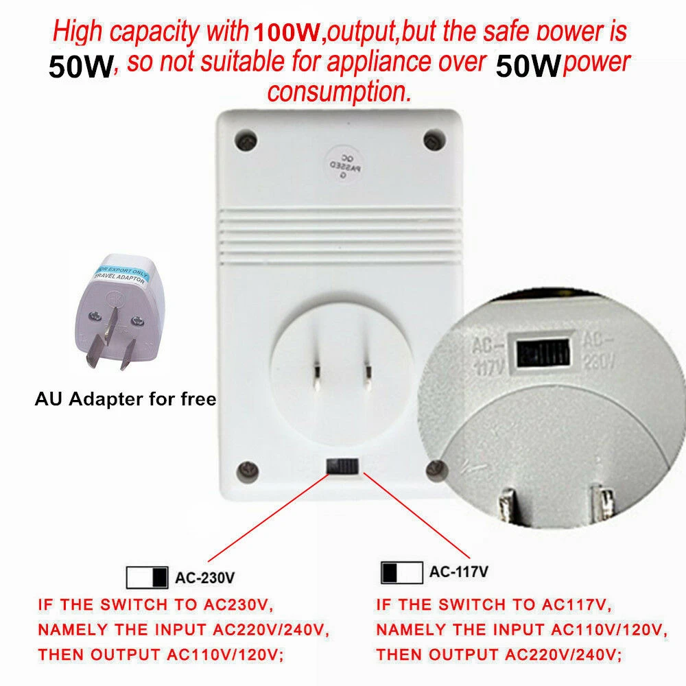 S12 AC 110V до 220V 100W шаг вверх и вниз двойной трансформатор преобразователя Напряжения