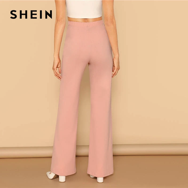 SHEIN Однотонный Расклешенные Брюки Стильный Офисные Летние Брюки