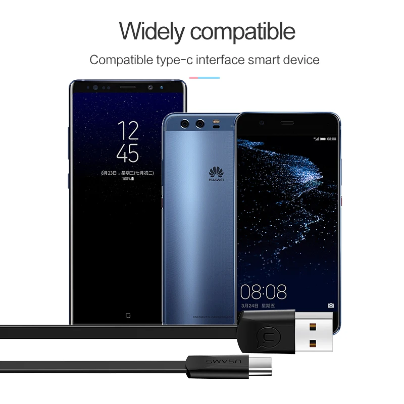 10 шт./партия USAMS type-C кабель телефонный для samsung Xiaomi type C USB Кабели синхронизации