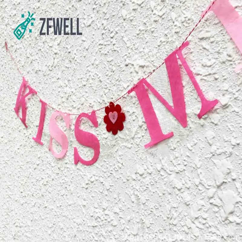 Zfwell1 шт./лот 2 мм Толстая Нетканая ткань фетровая розовая надпись Kiss me pull цветок