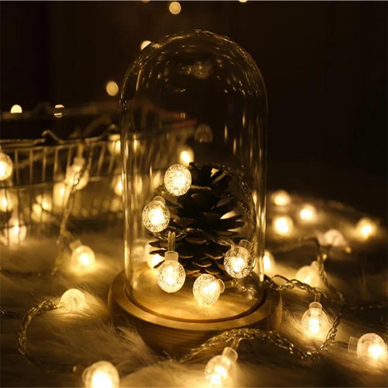 Память 50LED лампочка хрустальный шар гирлянда 10 м Фея Глобус настольная лампа для