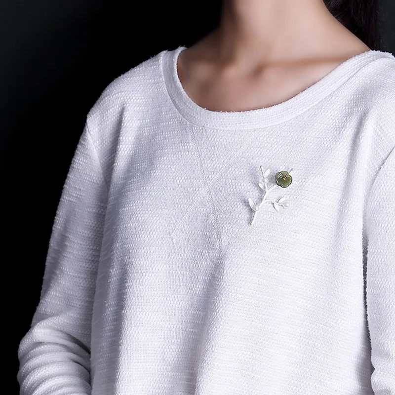 Женская Брошь в виде ветки из серебра 100% пробы|Украшения для волос броши и