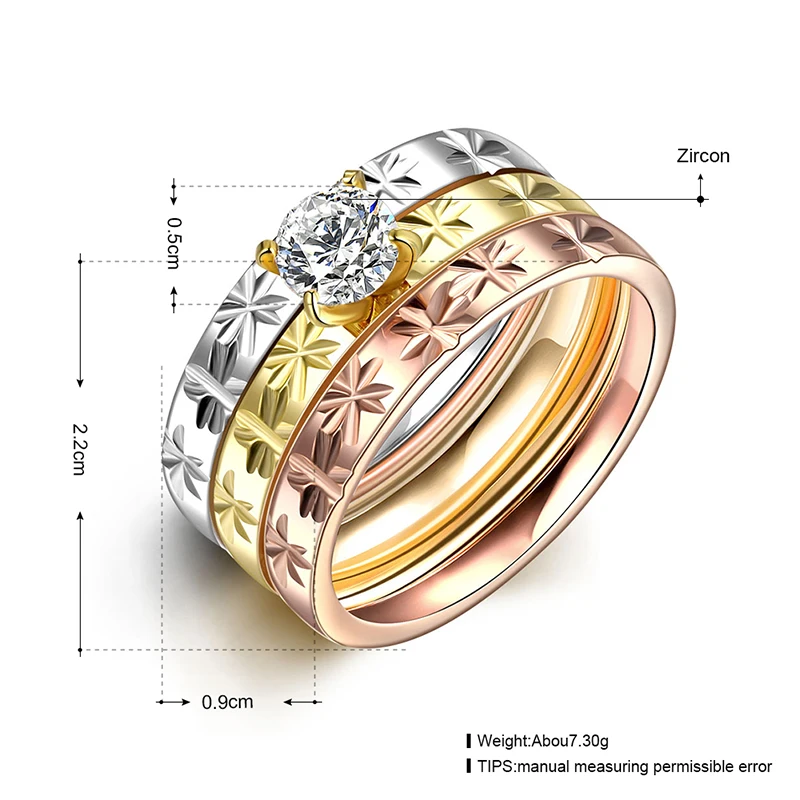 Pure Snow Carved Flowers Pattern Design Gold Color Stainless Steel Ring Anniversary Birthday Gift For Women | Украшения и