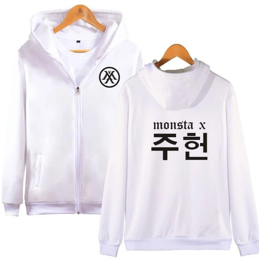 Moletom толстовки Monsta X толстовки на молнии с капюшоном Женская/Мужская корейская мода хип хоп флисовая куртка с капюшоном пальто женская уличная