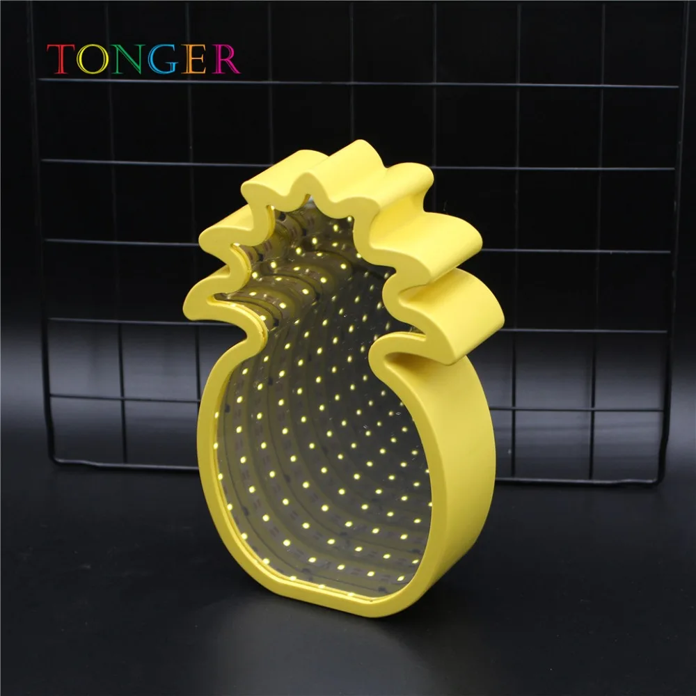 TONGER 3D креативная Новинка Ананасовый тоннель огни бесконечное зеркало светодиодный ночник милый фруктовый стиль ночные светильники для дома