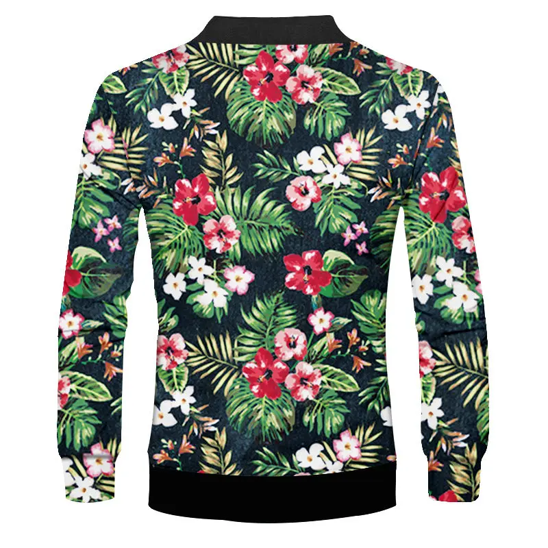 Новинка бейсбольные куртки с 3d тропическим цветком на молнии пальто унисекс