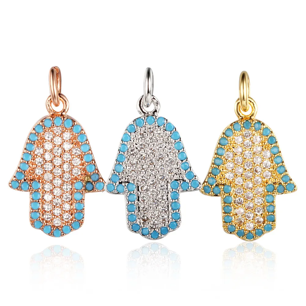 VNISTAR хамса руки CZ с подвесками Micro Pave Цирконий защита символ подвески сделай сам