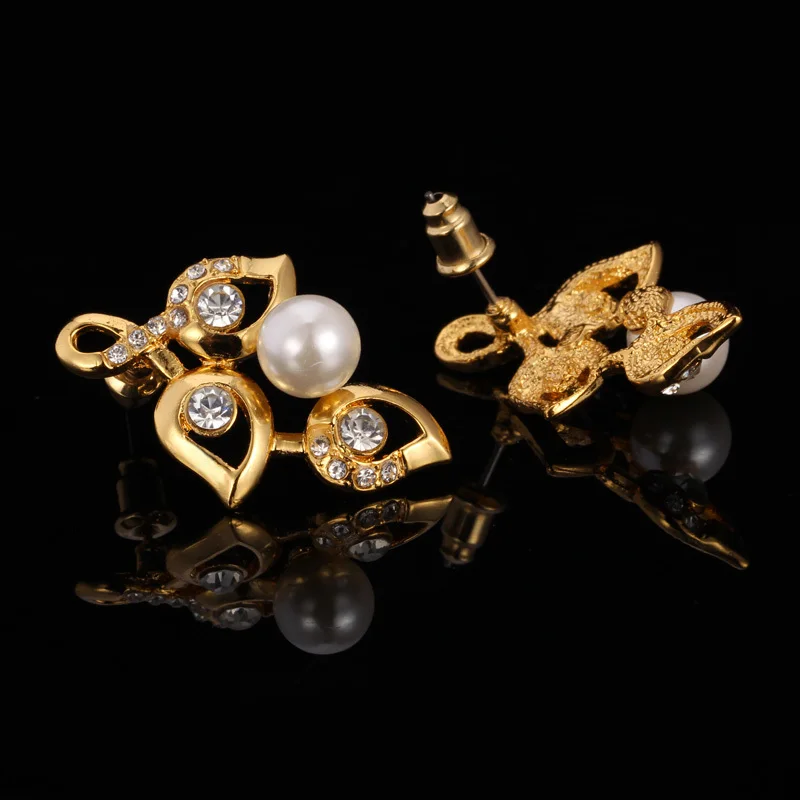 Kpop High Quality Simulated Pearl Beads Earring For Women Gold Color Rhinestone New Design Earrings Fashion Jewelry Brand E612 | Украшения