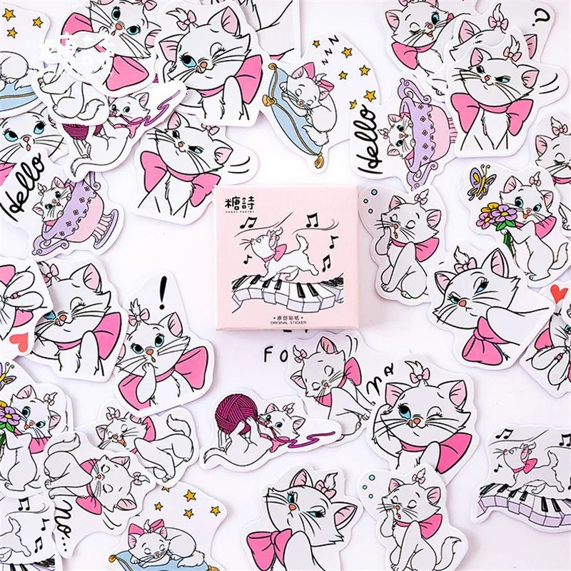 45 шт./компл. kawaii Закладка стильная новая милая кошка узор дневник наклейки