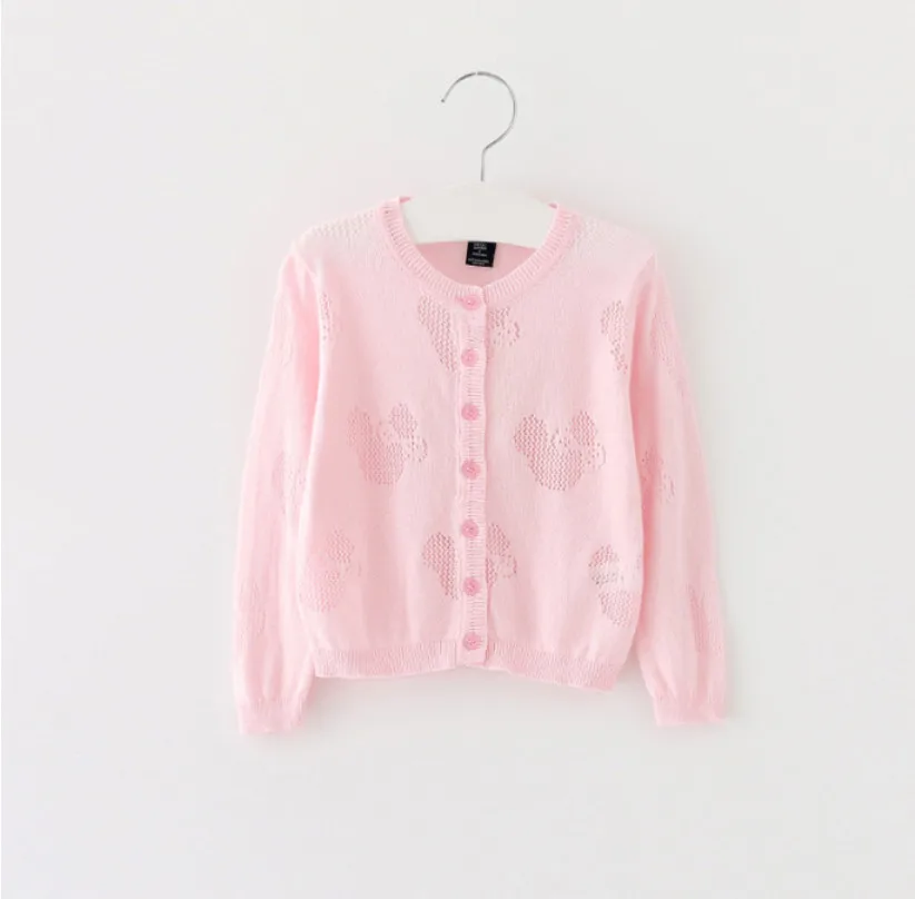 Милый ребенок Трикотажный кардиган Обувь для девочек полые негабаритных Свитеры