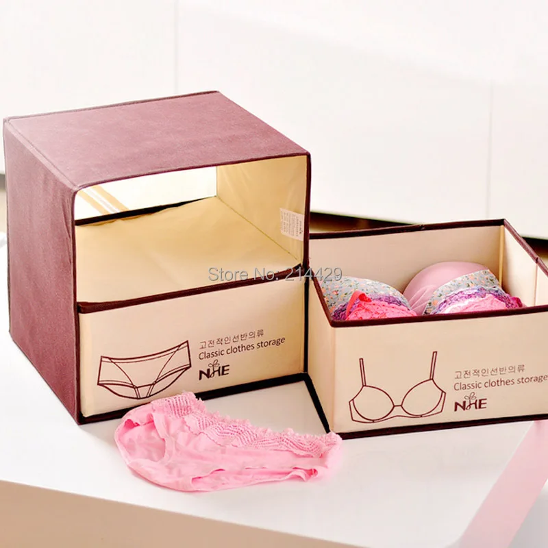 Korean house double drawer storage box Case for underwear socks Bra with covered Clothing Folding Organizer case | Дом и сад