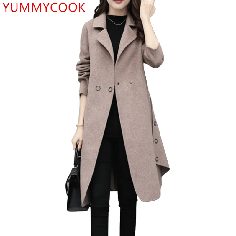 YUMMYCOOK 2018 зимнее свободное шерстяное пальто большого размера средней длины