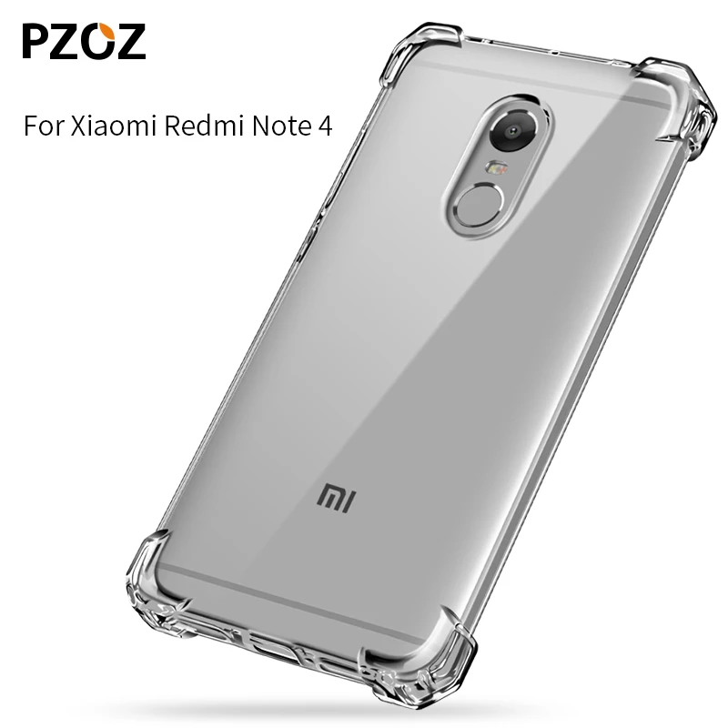 Чехол PZOZ для redmi note 4 силиконовый роскошный ударопрочный чехол xiaomi прозрачная