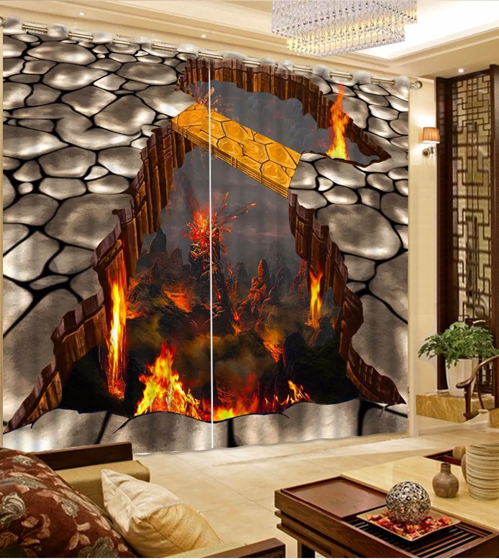 Креативная занавеска на окна с принтом художественные огненные кухонные