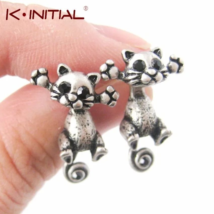 Новые 3d очаровательные серьги Kinitial в виде котенка милые реалистичные животных