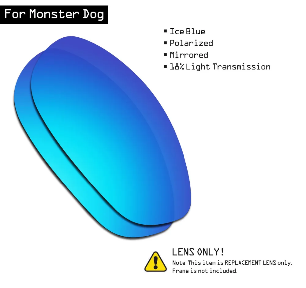 

SmartVLT Polarized Sunglasses Replacement Lenses for Oakley Monster Dog - Ice Blue