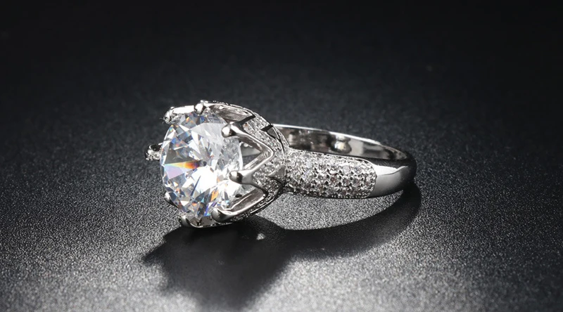 LMNZB роскошный большой 6ct пасьянс кольцо из стерлингового серебра 925 CZ циркон камни обручальное кольцо корона кольца подарок для женщин размер 5-12 LR064